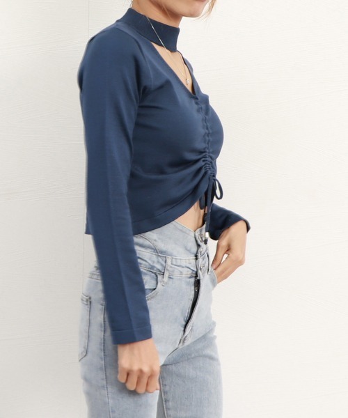 Miniministore(ミニミニストア)の「ショート ニットトップス ホルターネック(ニット/セーター・レディース・オフホワイト/ダークブルー/ブラック・FREE)」の17枚目の写真