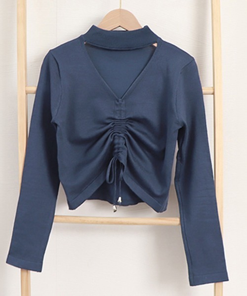 Miniministore(ミニミニストア)の「ショート ニットトップス ホルターネック(ニット/セーター・レディース・オフホワイト/ダークブルー/ブラック・FREE)」の19枚目の写真