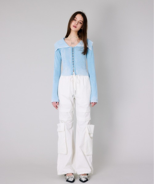 SLY（スライ）の「BIG PK FLARE CARGO PT ビッグ ポケット フレア カーゴパンツ / セットアップ可（カーゴパンツ・レディース・パープル/カーキ/オフホワイト・1/2）」の10枚目の写真