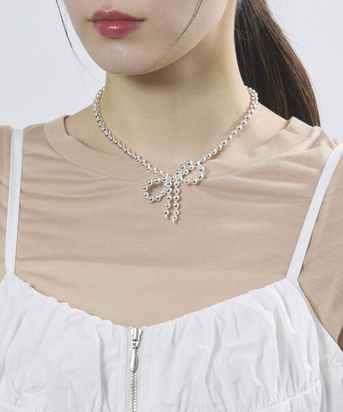 Firsthand（ファーストハンド）の「Firsthand/ファーストハンド RIBBON BALL CHOKER / リボンボールチョーカー（ネックレス・レディース・ホワイト/シルバー・FREE）」の22枚目の写真