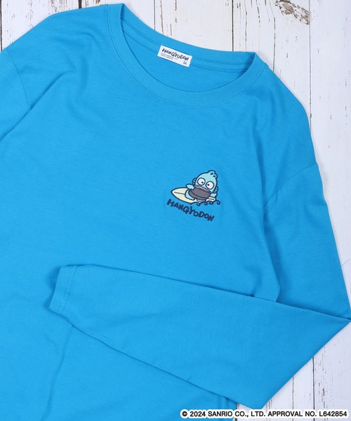 sanrio(サンリオ)の「sanrio characters ハンギョドン 長袖Tシャツ(Tシャツ/カットソー・メンズ・エメラルド/ライトグリーン/ホワイト/ブラック/サックスブルー/ネイビー・L/M/LL)」の4枚目の写真