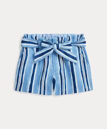 POLO RALPH LAUREN CHILDRENSWEAR（ポロ ラルフ ローレン チルドレンズウェア）の「ベルテッド ストライプド リネン ペーパーバッグ ショートパンツ（その他パンツ・キッズ）」