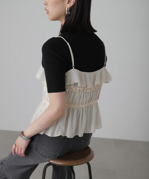 FREE'S MART（フリーズマート）の「◆フリルキャミソール（シャツ/ブラウス・レディース・ブラック/ピンク/ホワイト・FREE）」の5枚目の写真