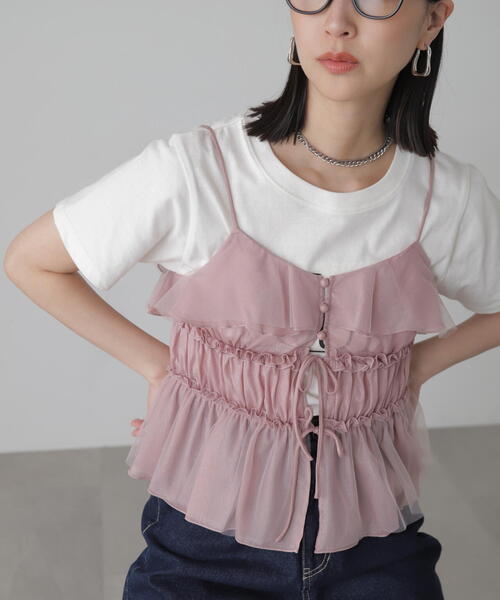 FREE'S MART（フリーズマート）の「◆フリルキャミソール（シャツ/ブラウス・レディース・ブラック/ピンク/ホワイト・FREE）」の12枚目の写真