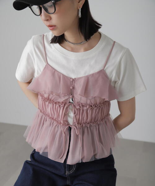 FREE'S MART（フリーズマート）の「◆フリルキャミソール（シャツ/ブラウス・レディース・ブラック/ピンク/ホワイト・FREE）」の13枚目の写真