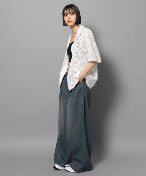 Anui(アニュイ)の「【UNISEX】レタリングロゴレースシャツ(シャツ/ブラウス・レディース・ブラック/オフホワイト・MEDIUM)」の10枚目の写真
