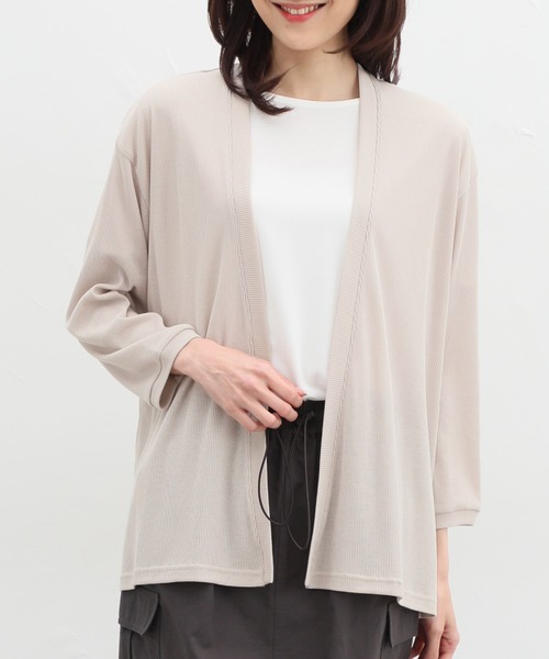 Honeys（ハニーズ）の「８分袖トッパーカーディガン（カーディガン/ボレロ・レディース・ブラック/ブルーグリーン/オレンジ/ベージュ/ライトグレー・M/L/LL）」の3枚目の写真