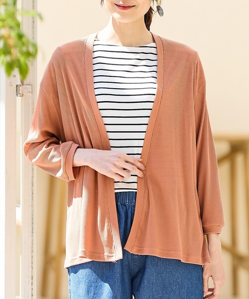 Honeys（ハニーズ）の「８分袖トッパーカーディガン（カーディガン/ボレロ・レディース・ブラック/ブルーグリーン/オレンジ/ベージュ/ライトグレー・M/L/LL）」の5枚目の写真