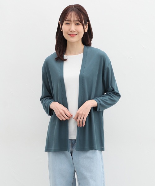 Honeys（ハニーズ）の「８分袖トッパーカーディガン（カーディガン/ボレロ・レディース・ブラック/ブルーグリーン/オレンジ/ベージュ/ライトグレー・M/L/LL）」の18枚目の写真