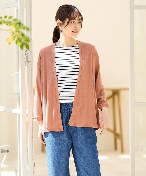 Honeys（ハニーズ）の「８分袖トッパーカーディガン（カーディガン/ボレロ・レディース・ブラック/ブルーグリーン/オレンジ/ベージュ/ライトグレー・M/L/LL）」の11枚目の写真