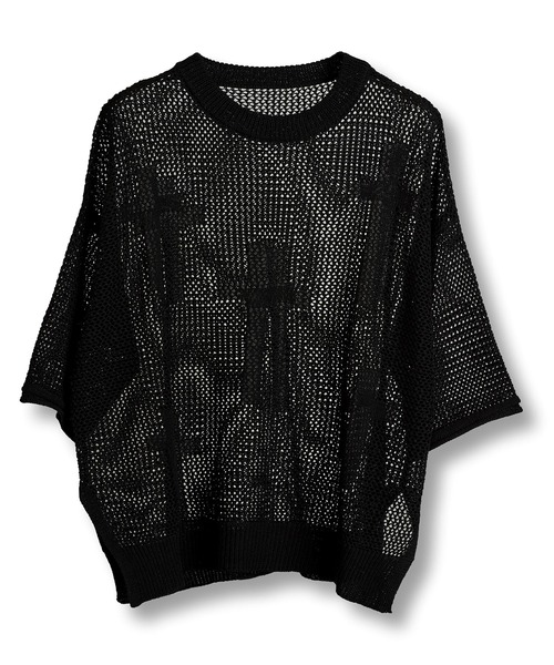 NO ID.（ノーアイディ）の「【NO ID.】Cross Motif Layered Sheer Knit Crew Neck Pullover / クロス モチーフ レイヤード シアー ニット クルーネック プルオーバー（ニット/セーター・メンズ・レッド/アイボリー/ブラック・ONE SIZE）」の19枚目の写真