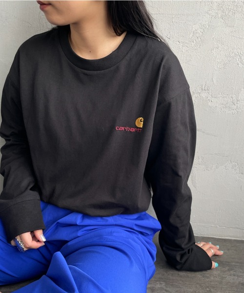 【Carhartt】American Script 長袖 Tシャツ ブルー / 送料無料 carhartt WIP/カーハートダブリューアイピー] AMERICAN SCRIPT