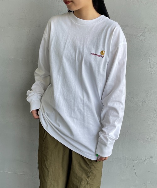 Carhartt WIP（カーハートダブリューアイピー）の「[carhartt WIP/カーハートダブリューアイピー] AMERICAN SCRIPT ワンポイント刺繍ロゴ ロングスリーブTシャツ（Tシャツ/カットソー・レディース・ブラック/ホワイト・XS/S/M/L/XL）」の17枚目の写真
