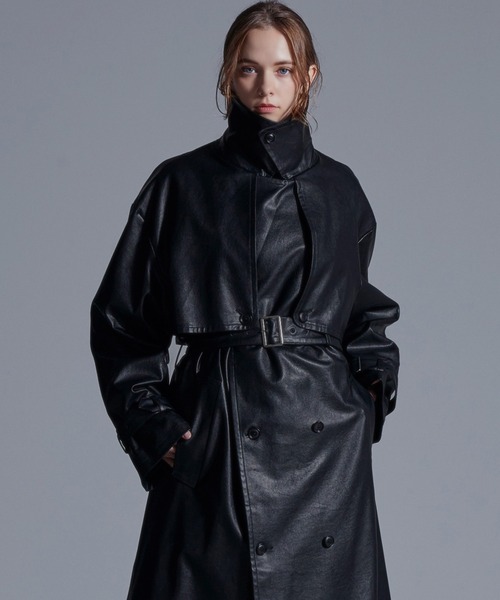 新品】 loose ルース ドレープオーバー ハイネックトレンチ