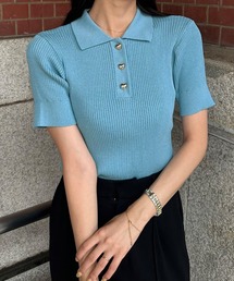 半袖ニットポロシャツ