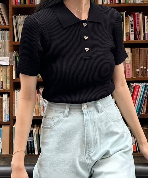 あかねです♡【未使用】プラージュ ポロニットシャツ　ブラウン セール】ポロカラーサマーニット（ニット/セーター）｜Girly