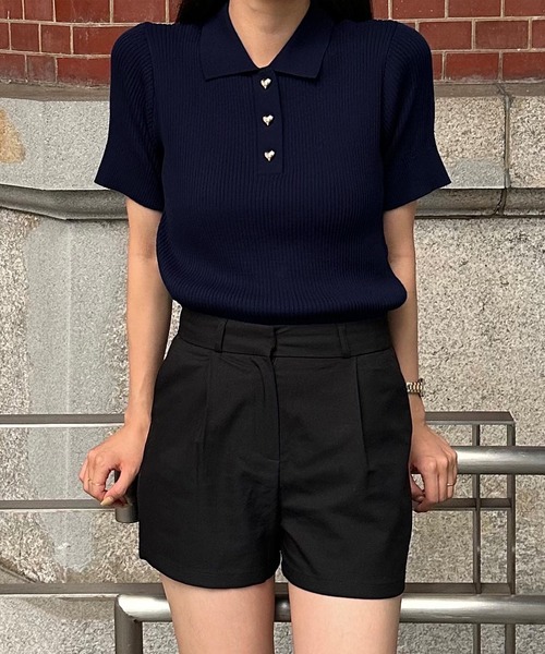 junoah(ジュノア)の「半袖ニットポロシャツ(ポロシャツ・レディース・レッド/ホワイト/ブラック/ライトベージュ/グレー/ブルー/ネイビー/オレンジ/グリーン/ピンク・MEDIUM/LARGE)」の22枚目の写真