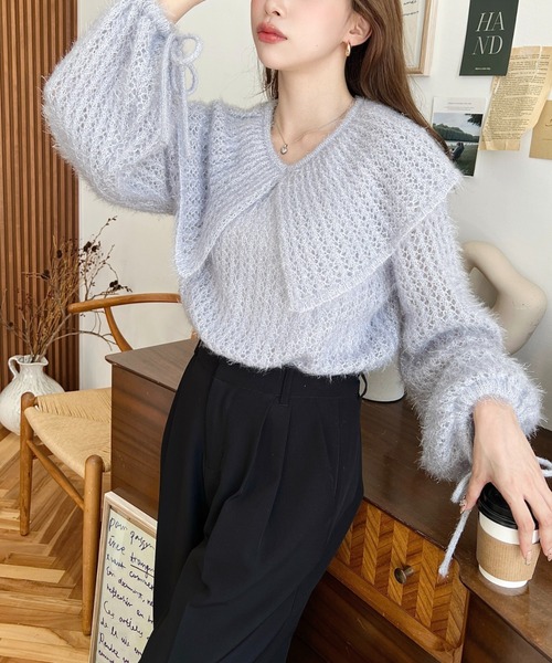 ワンダフルワールド ピンク 花モチーフ透かし編みカーディガン+キャミソールset ワンダフルワールド ピンク 花モチーフ透かし編みカーディガン+