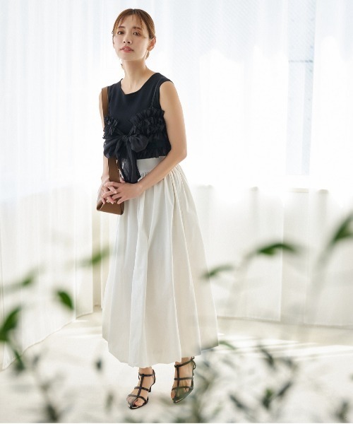 mysty woman(ミスティウーマン)の「バルーンロングスカート 128880(スカート・レディース・グリーン系その他/ブラック/オフホワイト・FREE)」の20枚目の写真