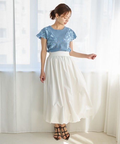 mysty woman(ミスティウーマン)の「バルーンロングスカート 128880(スカート・レディース・グリーン系その他/ブラック/オフホワイト・FREE)」の21枚目の写真