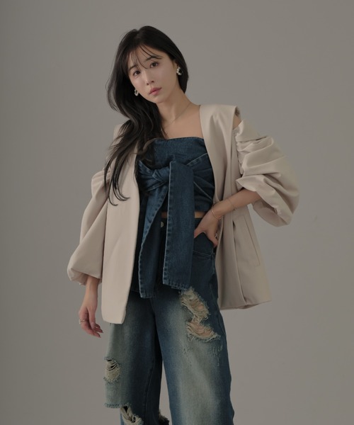 qumerry.（キュメリ）の「デニムリボンビスチェ（ベスト）」 - WEAR