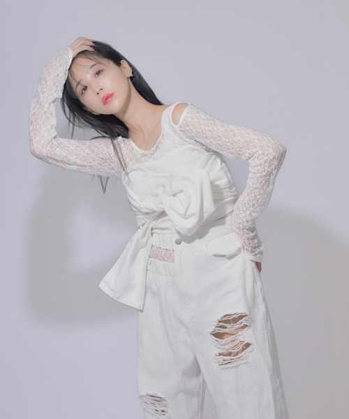 qumerry.（キュメリ）の「デニムリボンビスチェ（ベスト）」 - WEAR