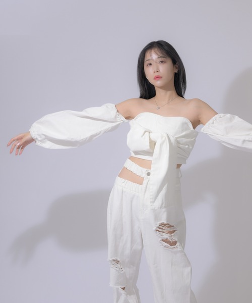 qumerry.（キュメリ）の「デニムリボンビスチェ（ベスト）」 - WEAR
