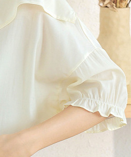 MAISON DE THERESE(メゾン ド テレーズ)の「Vネック半袖シャツ(Tシャツ/カットソー・レディース・ライトイエロー・S/M/L)」の3枚目の写真