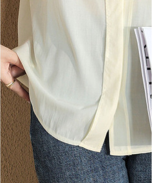 MAISON DE THERESE(メゾン ド テレーズ)の「Vネック半袖シャツ(Tシャツ/カットソー・レディース・ライトイエロー・S/M/L)」の2枚目の写真
