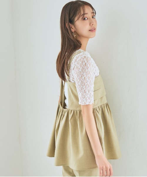 mysty woman(ミスティウーマン)の「フロントタックキャミチュニック(キャミソール・レディース・グレー/ブラウン/ベージュ・FREE)」の10枚目の写真