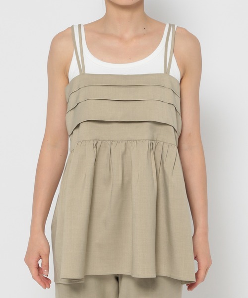 mysty woman(ミスティウーマン)の「フロントタックキャミチュニック(キャミソール・レディース・グレー/ブラウン/ベージュ・FREE)」の12枚目の写真