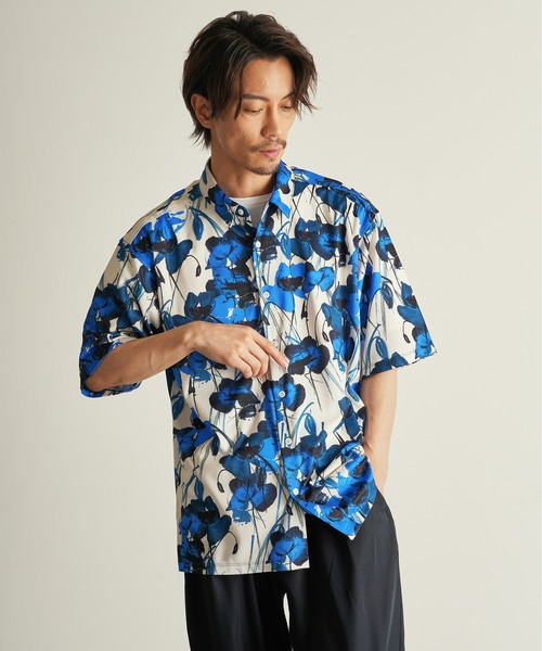 CUSTOM CULTURE（カスタムカルチャー）の「【Custom Culture】PRINTトリコット スムース ショートスリーブ シャツ（シャツ/ブラウス・メンズ・ブルー系その他/オレンジ系その他/イエロー系その他・4/2/3）」の3枚目の写真