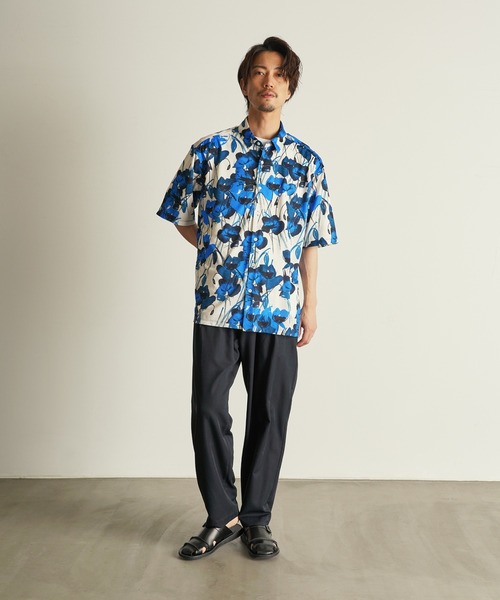 CUSTOM CULTURE（カスタムカルチャー）の「【Custom Culture】PRINTトリコット スムース ショートスリーブ シャツ（シャツ/ブラウス・メンズ・ブルー系その他/オレンジ系その他/イエロー系その他・4/2/3）」の5枚目の写真