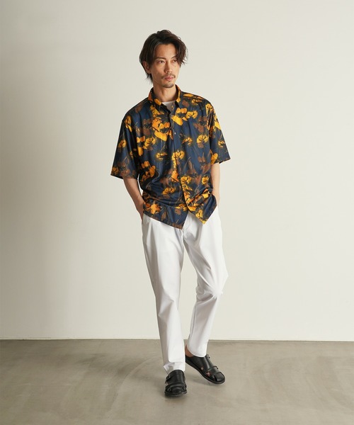 CUSTOM CULTURE（カスタムカルチャー）の「【Custom Culture】PRINTトリコット スムース ショートスリーブ シャツ（シャツ/ブラウス・メンズ・ブルー系その他/オレンジ系その他/イエロー系その他・4/2/3）」の6枚目の写真