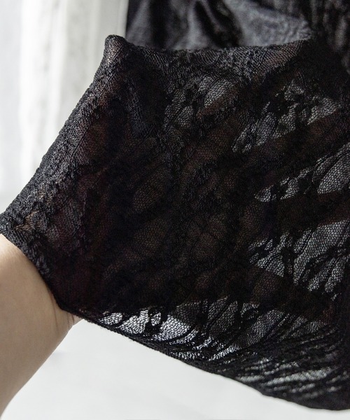 me+em select(ミームセレクト)の「※※【 2color 】ワイドスリーブオーバーシアーレーストップス / wide sleeve over sheer lace tops(Tシャツ/カットソー・レディース・ブラック/ホワイト・FREE)」の17枚目の写真