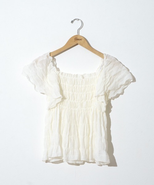 flower（フラワー）の「シアーパピヨンブラウス2（シャツ/ブラウス・レディース・ブルー/アイボリー/ブラウン/ピンク・FREE）」の7枚目の写真