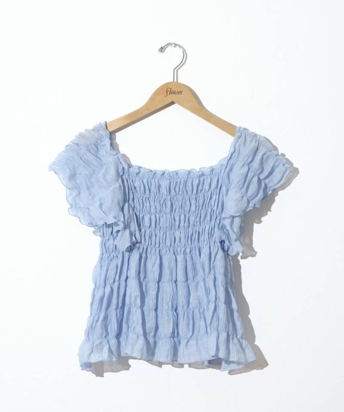 flower（フラワー）の「シアーパピヨンブラウス2（シャツ/ブラウス・レディース・ブルー/アイボリー/ブラウン/ピンク・FREE）」の8枚目の写真