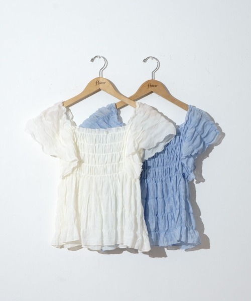 flower（フラワー）の「シアーパピヨンブラウス2（シャツ/ブラウス・レディース・ブルー/アイボリー/ブラウン/ピンク・FREE）」の9枚目の写真