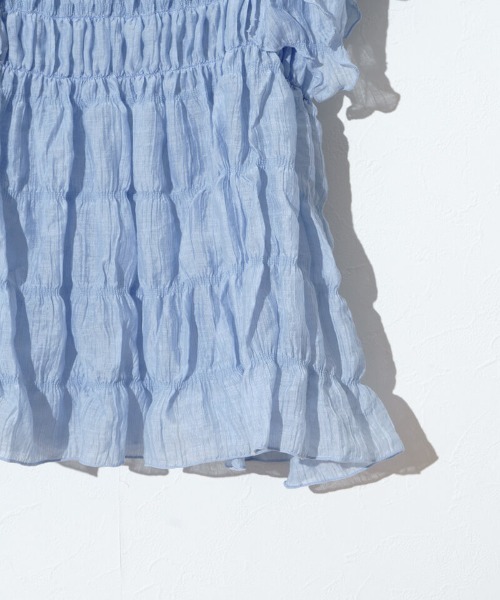 flower（フラワー）の「シアーパピヨンブラウス2（シャツ/ブラウス・レディース・ブルー/アイボリー/ブラウン/ピンク・FREE）」の19枚目の写真