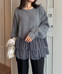 もちもち裾チュールペプラムニット