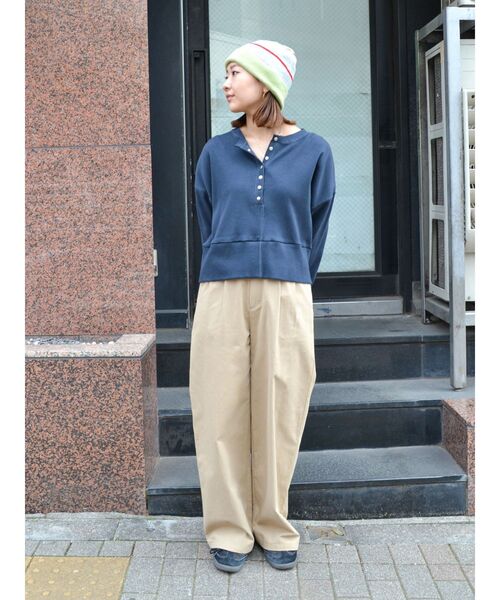 PUNCHLINE正規品★25SS★Candor ツータックチノパンツ CINOH - 【25SS】TWILL HIGH WAIST TWO TUCK PANTS / ハイ