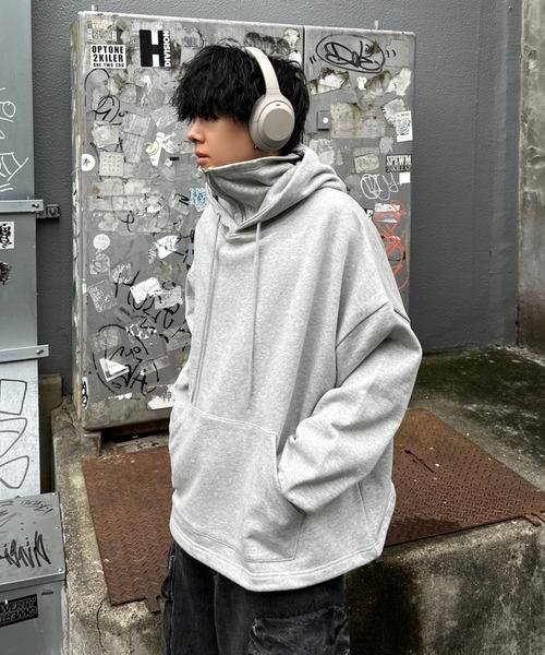 ADAMASTE（アダマスト）の「high neck zip gimmick hoodie - ハイネックジップギミックフーディー（パーカー・メンズ・ブラック/グレー・LARGE/MEDIUM）」の20枚目の写真