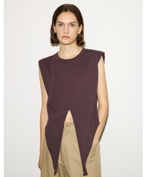 THROW by SLY(スローバイスライ)の「THROW PADDED TIE TOPS パディド タイ トップス(Tシャツ/カットソー・レディース・ブラック/ブラウン/ホワイト・FREE)」の3枚目の写真