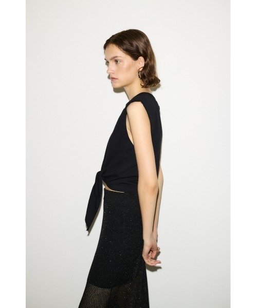 THROW by SLY(スローバイスライ)の「THROW PADDED TIE TOPS パディド タイ トップス(Tシャツ/カットソー・レディース・ブラック/ブラウン/ホワイト・FREE)」の5枚目の写真