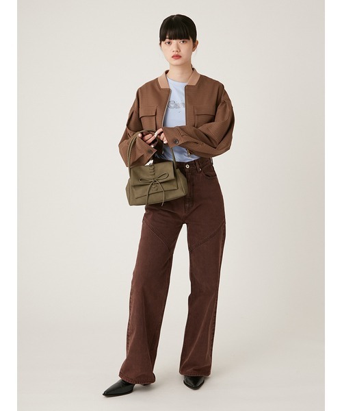 LILY BROWN（リリーブラウン）の「フロントシャーリングリボンバッグ（ハンドバッグ・レディース・カーキ/ピンク/シルバー・FREE）」の6枚目の写真