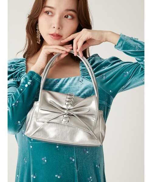 LILY BROWN（リリーブラウン）の「フロントシャーリングリボンバッグ（ハンドバッグ・レディース・カーキ/ピンク/シルバー・FREE）」の7枚目の写真