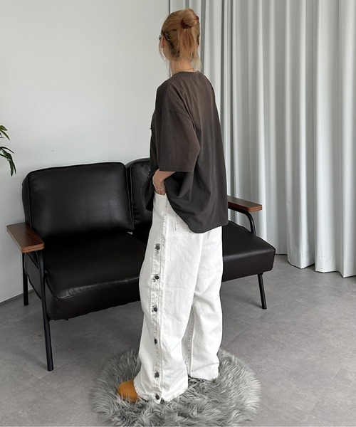 sedacle（セダクル）の「ブリーチ加工チャームT（Tシャツ/カットソー・メンズ・ブラック/グレー/ベージュ・SMALL/MEDIUM/LARGE）」の8枚目の写真