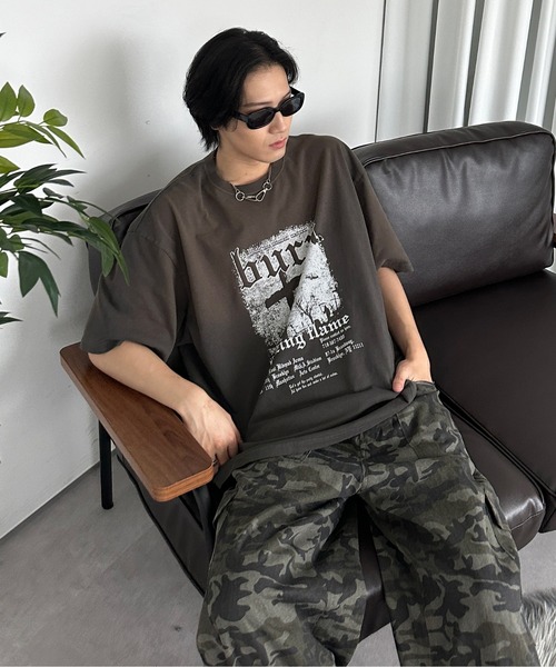 sedacle（セダクル）の「ブリーチ加工チャームT（Tシャツ/カットソー・メンズ・ブラック/グレー/ベージュ・SMALL/MEDIUM/LARGE）」の10枚目の写真