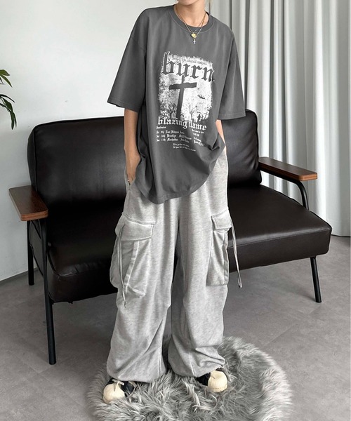 sedacle（セダクル）の「ブリーチ加工チャームT（Tシャツ/カットソー・メンズ・ブラック/グレー/ベージュ・SMALL/MEDIUM/LARGE）」の16枚目の写真