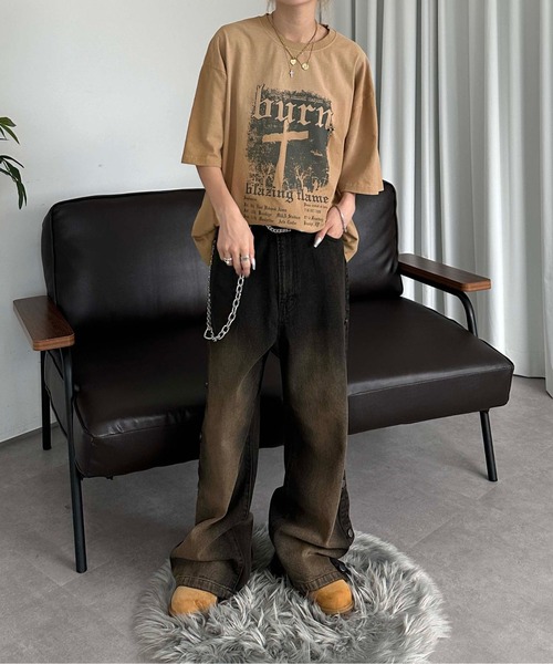 sedacle（セダクル）の「ブリーチ加工チャームT（Tシャツ/カットソー・メンズ・ブラック/グレー/ベージュ・SMALL/MEDIUM/LARGE）」の22枚目の写真